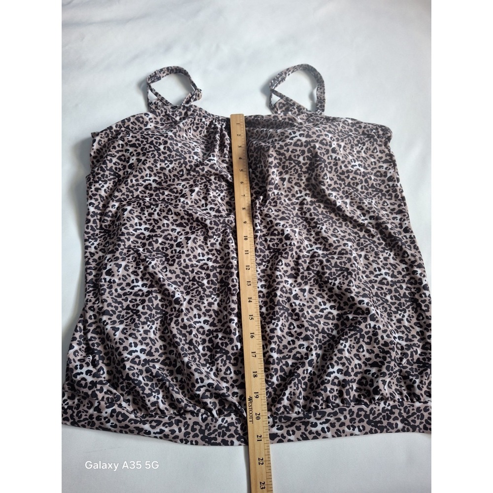 Ocean blue Women's Plus Blouson Bandeau Tankini Top Leopard Print 3XL‎ - Picture 4 of 8